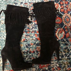 Nine Wear Suede Knee Fringe Boots